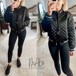 KIMBERLY C Boutique Black Quilted Women's BOMBER Cara Jacket